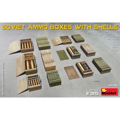 SOVIET AMMO BOXES w/SHELLS - 1/35 SCALE - MINIART